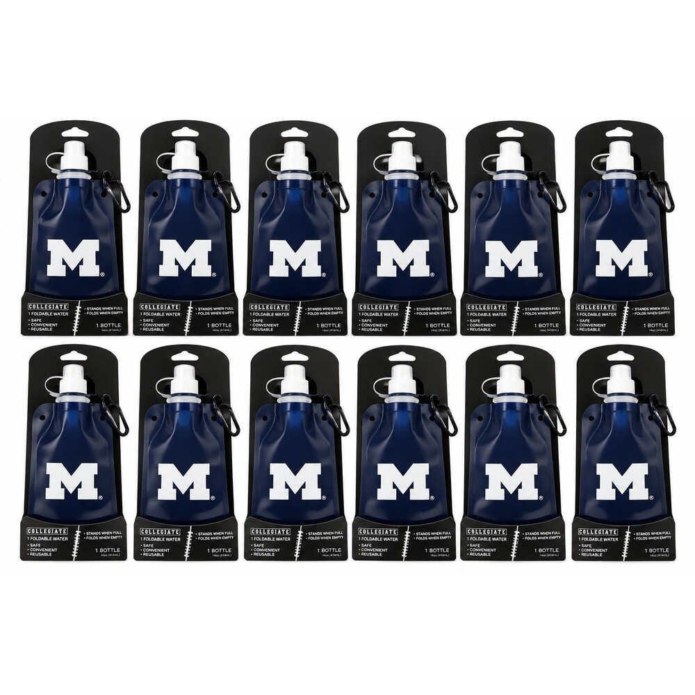 Set of 12 NCAA Michigan Wolverines 16 oz Foldable Water Bottle Game Day Tailgate